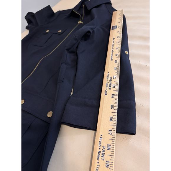 Sharagano Women Shift Collared Zip Up Size 6Dress 4 Pockets Navy Blue - Picture 10 of 10